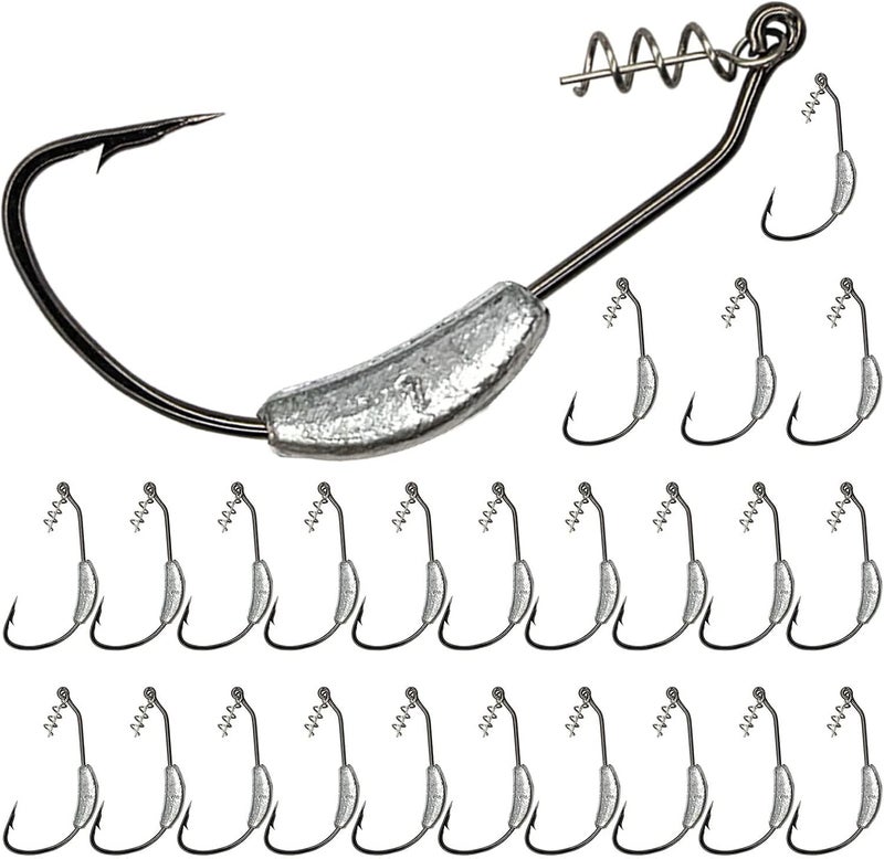 UperUper 25 Pack Weighted Swimbait Hooks, Jig Heads with Twist Lock, Soft Plastic Worm Fishing Hooks 1/0 2/0 3/0 4/0 5/0 - Image 1